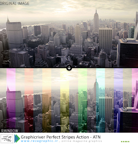 اکشن افکت راه راه زیبا فتوشاپ گرافیک ریور- Graphicriver Perfect Stripes Action | رضاگرافیک 
